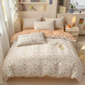 Ljojo Minimalist Cartoon Design Duvet Cover Set in 100% Cotton, 4-Piece Bedding Collection