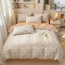 Ljojo Minimalist Cartoon Design Duvet Cover Set in 100% Cotton, 4-Piece Bedding Collection