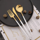 Ljojo 30-Piece White Gold Stainless Steel Cutlery Set