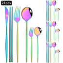 Ljojo 24pc Stainless Steel Cutlery Set - Knife Fork Spoon Teaspoon Mirror Flatware