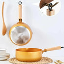 Ljojo 24cm Gold Snow Saucepan Non-stick Frying Pan wok Wood Handle Kitchen Cookware