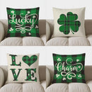 Ljojo Lucky Green Plaid Shamrock Throw Pillow Cover