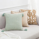 Ljojo Linen Embroidery Leaves Cushion Cover - Beige Green 45x45cm