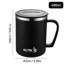 Ljojo 480ml Insulated Stainless Steel Coffee Mug with Lid & Handle