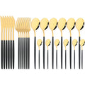Ljojo 24pcs Stainless Steel Cutlery Set Fork Teaspoon Knife Silverware Flatware