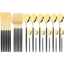 Ljojo 24pcs Stainless Steel Cutlery Set Fork Teaspoon Knife Silverware Flatware
