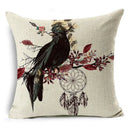 Ljojo Linen Cushion Cover 45x45cm, Flower & Animal Design for Sofa & Bed