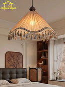 French Retro Fringe Chandelier by Ljojo | LED E27 Atmosphere Medieval Zen Art Hanging Lamp