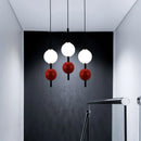 Ljojo Modern LED Red Black Milk Ball Pendant Light Chandelier for Bedroom Dining Stairs