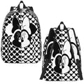 Ljojo Mickey Mouse Canvas Backpack: Large Capacity School Bag for Kids