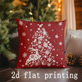 Christmas Red Deer & Merry Words Pattern Pillow Cover by Ljojo for Sofa Bedroom Car