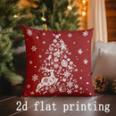 Christmas Red Deer & Merry Words Pattern Pillow Cover by Ljojo for Sofa Bedroom Car