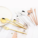 Ljojo 24-Piece Stainless Steel Cutlery Set with Forks, Knives, and Spoons