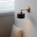 Ljojo LED Wall Sconce Switch Light Walnut Ash Wood Copper Arm Lampara Pared