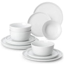 Ljojo LEXI Ceramic Plate Set - White Black Rim Dinnerware, 4/6 PCS Variants