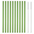 Ljojo 12Pcs Glass Straw Set: Reusable Straws 8'' Long with Cleaning Brush