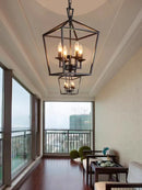 Nordic Designer Dining Room Black Chandelier | Creative Industrial Style Rectangular Lamp by Ljojo