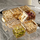 Ljojo 4/6 Grids Plastic Food Tray Dual Handle Snack Fruit Organizer