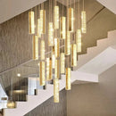 Ljojo Luxury Crystal Pendant Chandelier LED Light for Staircases and Living Rooms