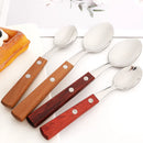 Ljojo 16/24Pcs Wood Handle Stainless Steel Cutlery Set - Kitchen Tableware