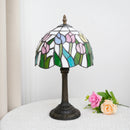 8-Inch Stained Glass Tulip Table Lamp by Ljojo - Romantic Living Room Decor