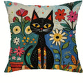 Colorful Cats & Flowers Pillow Covers by Ljojo - Sofa, Bedroom, Car Pillow Cover