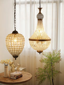 French Vintage Gold Crystal Pendant Light for Living Dining Room - Ljojo