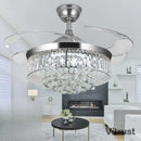 42 Inch Crystal Fandelier Ceiling Fan with Lights Remote - Modern Retractable Chandelier Fan by Ljojo