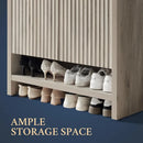 Ljojo™ Fluted Shoe Cabinet: 41'' Tall 2-Door Storage Organizer with 5-Tier Shelves