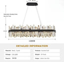 Ljojo Gold Rectangle Crystal Chandelier for Dining Room | Modern Kitchen Island Ceiling Light
