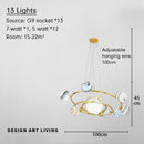 Ljojo LED Glass Ball Chandelier Earth Pendant Lamp - Artistic Circular Hanging Lights