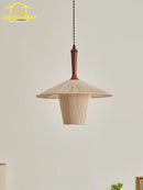 Japanese Wabi-sabi Hand Knitting Cotton Pendant Light LED E27 Solid Wood Zen Decor by Ljojo