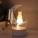 3D Moon Cat Acrylic Visual Night Light LED Monochrome Atmosphere Lighting by Ljojo