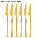 Ljojo 24-Piece Gold Stainless Steel Cutlery Set Flatware Knife Fork Spoon Mirror Matte