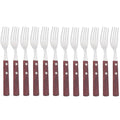 Ljojo 12Pcs Wood Handle Silver Forks Set, Stainless Steel Flatware Dinnerware