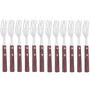 Ljojo 12Pcs Wood Handle Silver Forks Set, Stainless Steel Flatware Dinnerware