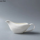 Ljojo 160ml Ceramic Gravy Boat Set in Pure White for Steak Sauce and Specialty Dishes