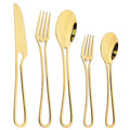 Gold Cutlery Set Stainless Steel Dinnerware Ljojo Tableware Party Kitchen Flatware