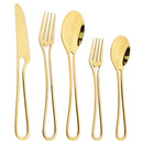 Gold Cutlery Set Stainless Steel Dinnerware Ljojo Tableware Party Kitchen Flatware