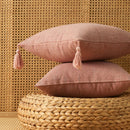 Ljojo Linen Tassel Euro Sham Pillow Covers Square Decorative Neutral Pillowcases