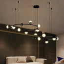 Ljojo Modern Ring Led Pendant Lights Living Room Chandelier Black Decoration Lighting