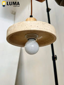 Ljojo Yellow Travertine Pendant Light Stone Wood Hanging Lamp for Kitchen Island Restaurant Decor