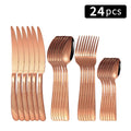 Ljojo 24pc Stainless Steel Tableware Set for Family Dining