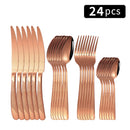 Ljojo 24pc Stainless Steel Tableware Set for Family Dining