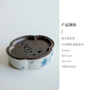 Blue Loquat Begonia Pot Holder Set by Ljojo: Hand-painted Ceramic Kung Fu Tea Table Base