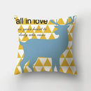 Blue Elk Geometric Pillow Case Cover by Ljojo - Fresh Animal Print Home Decoration