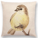 Birds Painting Cushion Cover - Ljojo Collection: Robin, Titmouse, Toucan, Sparrow, Firecrest, Cardinal, Bullfinch