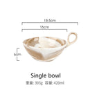 Ljojo Marble Pattern Ceramic Bowl with Handle, Set of 4