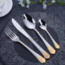 Ljojo 18Pcs Stainless Steel Cutlery Set in Gold Finish with Elegant Matte Handle