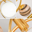 Ljojo LED Glass Ball Chandelier, Earth Design Pendant Lamp for Living Room and Children's Bedroom